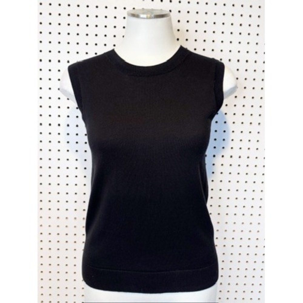 J.Crew‎ Black | Sweater Vest 100% Cotton Knit Crewneck  Sleeveless L2509 XS